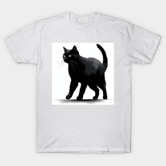 Black Cat On The Prowl T-Shirt by LB35Y5